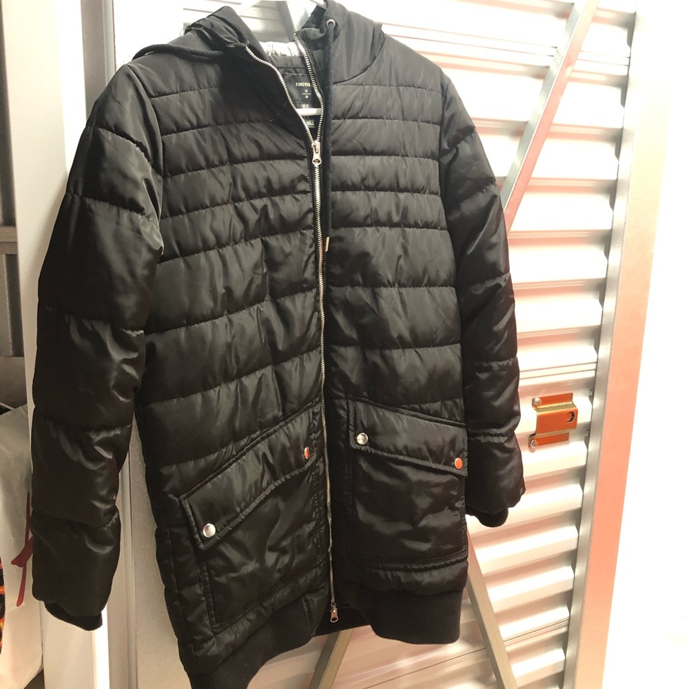 Black puffer coat